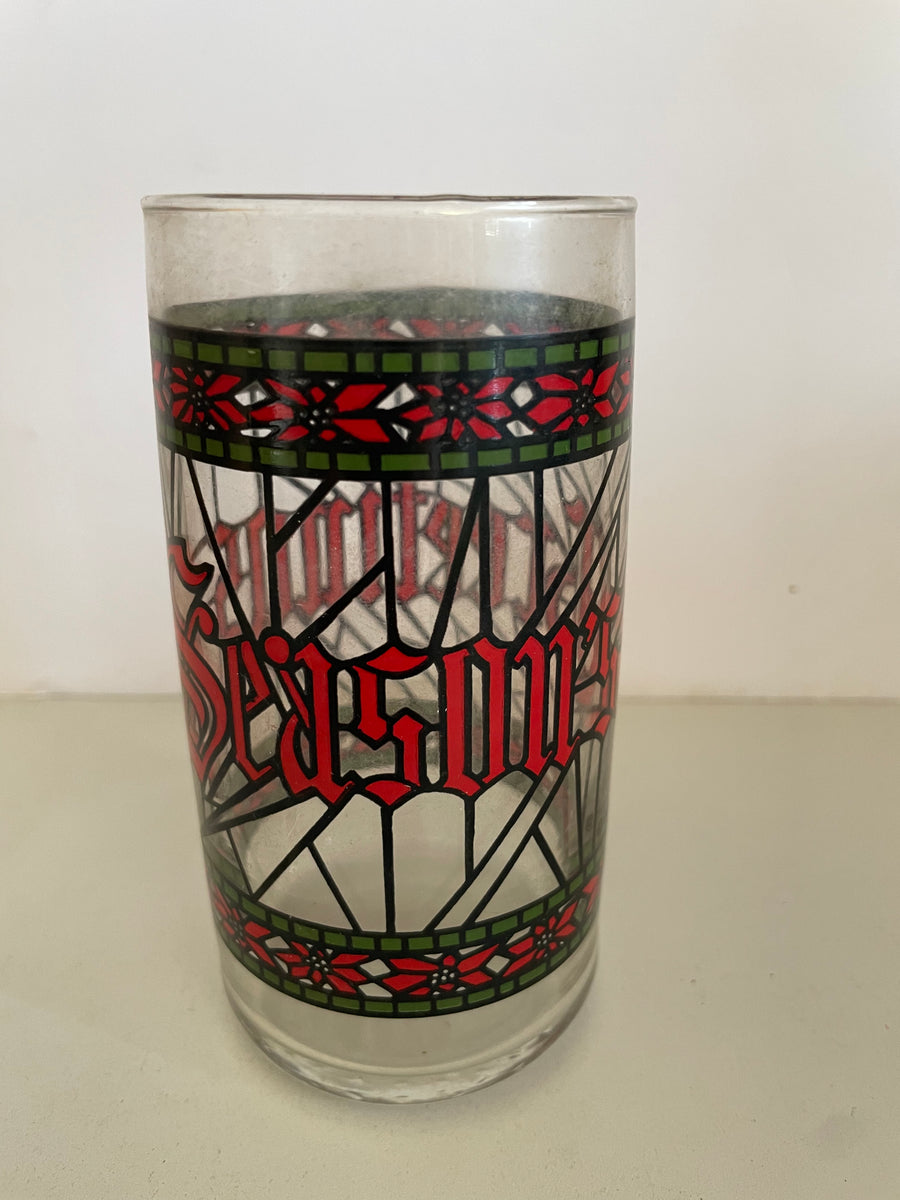 Vintage Poinsettia Eggnog Glasses- Set of 6