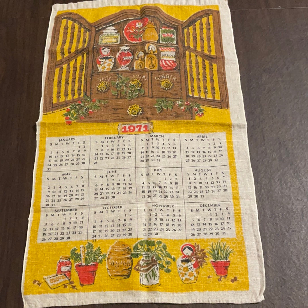 €* Vintage 1971 (mirrors 2027 & more) Calendar Linen Tea Towel Hanging –  Touched By Time Treasures