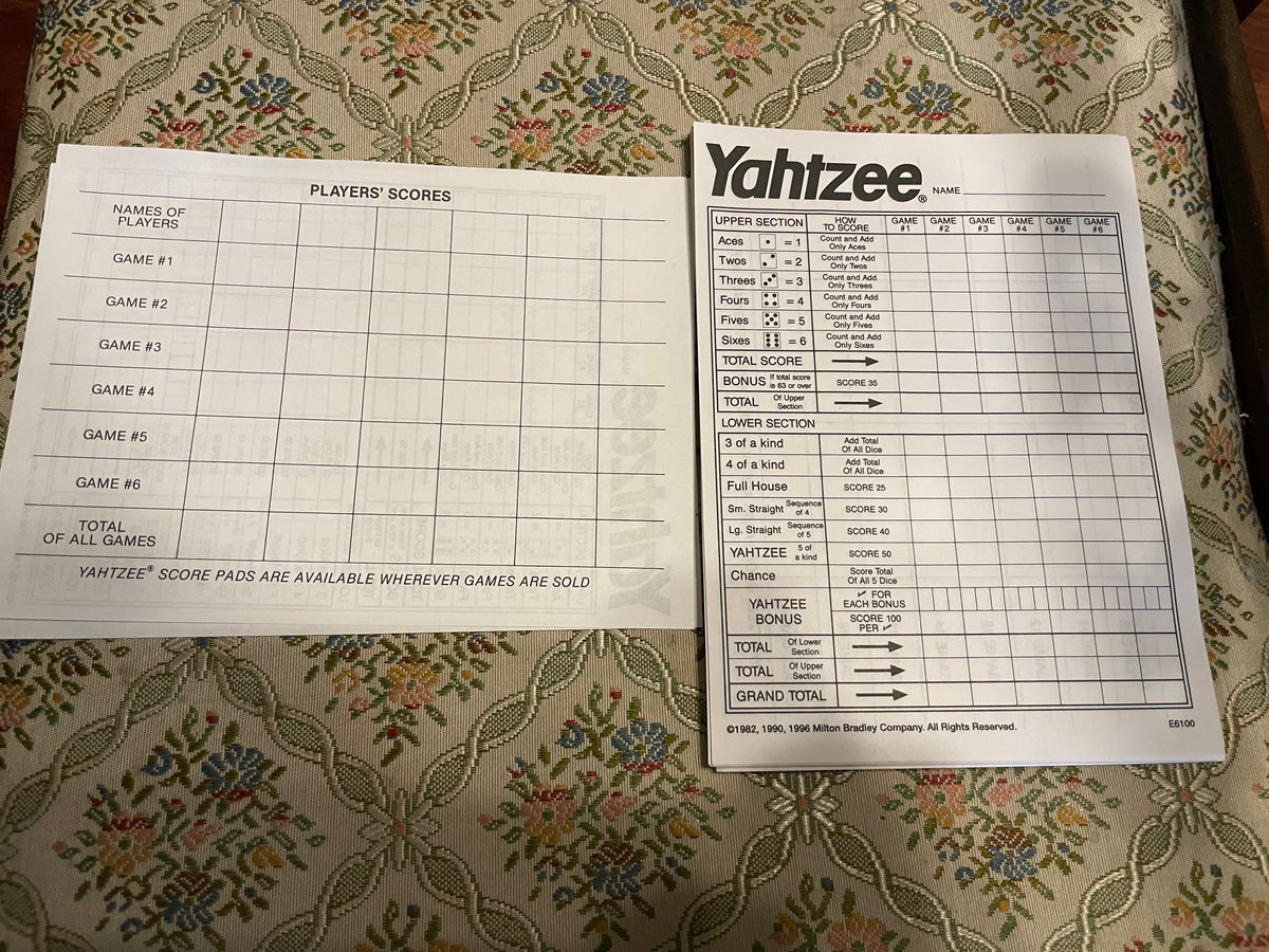 1950's Yahtzee Score Pads 