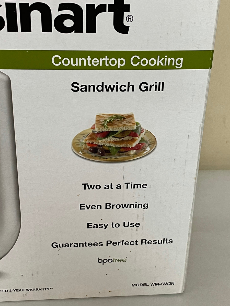 Cuisinart Sandwich Grill Maker Model WM-SW2N with instructions - Works!