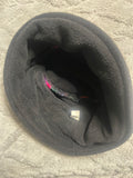 +* Womens/Juniors Black Felt Cloche Bucket Winter Hat Trimmed in Bright Colored Yarn One Size