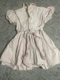 +* Vintage Girls Sz 2T Light Pink Dress Trimmed in Red Embroidery Short Sleeve Netting Slip Handmade