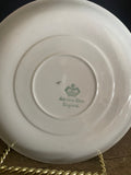+ Vintage Johnson Bros GROSVENER White China Gold Rim Set/5 SAUCERS 1920s England