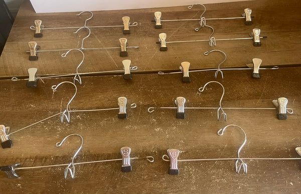 + Set/10 Metal Pants/Skirt Adjustable Stackable Non-Slip Black Clamp Hangers 12” & 13” L