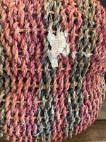<€€ Woven Rattan 19” Gathering Basket Pink, Beige & Green Colors