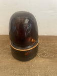 <€€ Vintage Dark Brown Ceramic Railroad Telephone Pole Insulator 4” Unique Shape