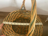 +* Medium Basket Woven Wood With Handle w/ Green Accents