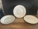 + Vintage Johnson Bros GROSVENER White China Gold Rim Set/3 DINNER PLATES 1920s England
