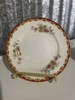 ~€¥ Vintage 1940s Diamond China ROSLYN Floral Pattern Set/5 6” Bread Plates Japan Gold Rim