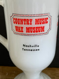 a** Vtg Milk Glass Coffee Pedestal Mug Country Music Wax Museum Nashville Tennessee