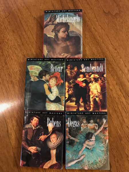 <€€ Set/5 Miniature Art Masters Pocket Books Michelangelo, Renoir, Rembrandt, Rubens, Degas 1993