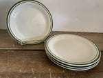 + Vintage Set/4 Gibson Housewares 7”Salad/Dessert Plates with Dual Green Rings