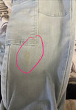 +* Women’s Junior’s XSmall 26” Light Blue Denim with Gathered Leg Seams Deep Pockets Stretch