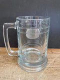 [L] * Big Clear Glass BEER MUG Silver Plaque THIS BUD IS FOR THE BIG BOSS Placard