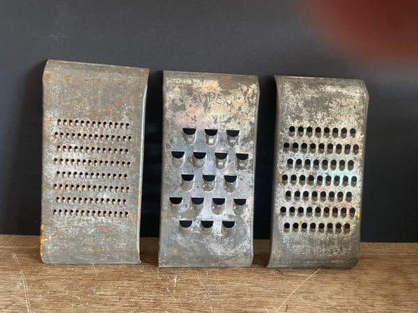 + Vintage Set/3 Metal SUPER Shredders Cheese Graters Kitchen Decor