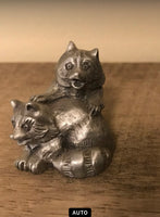 <€€* Hudson Pewter Noah's Ark Collection Pair RACCOONS Retired #3274 1984