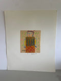 +^ Japanese Fukuoka Nobuo Original Art Expressionism Portrait Drawing Watercolor Signed五 5