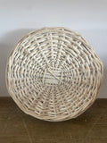 +* Round White Basket Tray Woven Wood