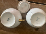 + Vintage Pfeiffer & Lowenstein Schlackenwerth Austria Empire II White China Gold Rim SUGAR BOWL w/Lid & CREAMER 1940s