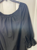 +* Halloween Costume Adult Black Gown Ruffle Sleeve  Elastic Neckline Loose Fitting Cotton