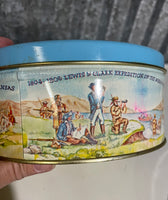 a** The Start of The Santa Fe Trail Decorative Cookie Tin Empty Kansas Missouri Clean