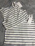 +* NEW Juniors TOBI Small/P 2 Piece Gray and White Stripe Mini Skirt and VNeck Crop Top NWT Festival