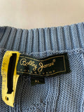 +* Mens BOBBY JONES Collection Baby Blue 100% Cotton Cable Sweater Vest Sz XL