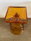 a* Set/4 Vintage Amber Gold Depression Glass Pedestal Dessert Water Wine Goblets