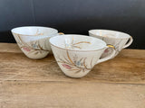 + Vintage NAPCO China Luncheon Hostess Set Handpainted 4-8” Luncheon Plates, 3 Teacups