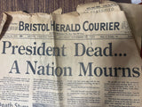 +* AS-IS Vintage Bristol (VA-TN) Herald Courier JFK Kennedy Assassination Nov 23 1963 Newspaper