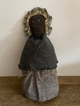a** African Folk Art Black 14" Stuffed Doll Dress Covered w/ Shawl Black Americana