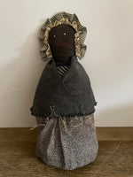 a** African Folk Art Black 14" Stuffed Doll Dress Covered w/ Shawl Black Americana