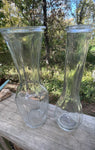 * Vintage Set/2 Clear Glass 9” Bud Flower Vases Decor Ribbed