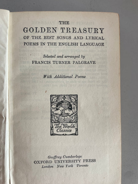 <€€ Vintage The World’s CLASSICS The Golden Treasury POETRY Francis Turner PALGRAVE 1950