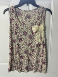 +* Womens/Juniors Sleeveless Top or Short Dress Floral Print with Lace & Pearl Bow Small