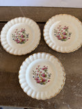 +* Vintage 1940s Sebring Golden Ware Indian Tree Set/3 6.25” Bread Plates 22 Carat Gold Rim