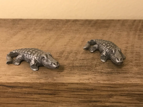 <€€* Pewter Noah's Ark Collection Pair ALLIGATORS/CROCODILES Unbranded