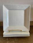 <€€ FOOD NETWORK Restaurant Ware White Square Dinner Plates Set/4 11”