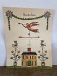 * New Vintage Pennsylvania Dutch BLESS THIS HOUSE Watercolor Reproduction