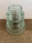 <€€ Clear Vintage Green Glass Telephone Pole Insulator HEMINGRAY #42 Made in USA Beaded