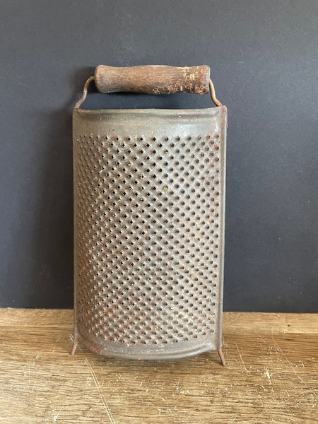 + Vintage Metal Grater w/ Wood Handle Cheese Shredder Kitchen Decor