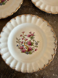+* Vintage 1940s Sebring Golden Ware Indian Tree Set/3 6.25” Bread Plates 22 Carat Gold Rim