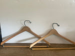 <€€ Wood Hangers Set/2 17” Suit/Trouser Coat Jacket Pants Natural Look