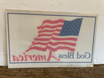 + Vintage UNUSED GOD BLESS AMERICA FLAG Window Decal Sticker Americana