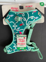 € New Fair Isle Green Merry & Bright Christmas MEDIUM Dog Comfort Vest Harness NWT