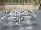a** Pair/Set of 2 Clear Glass Square Ashtrays 3.5”