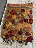 +* Borgata Rectangular 17” x 13” Pillow Beaded Raised Velour & Satiny Flower Petals Zipper Closure Beaded Fringe