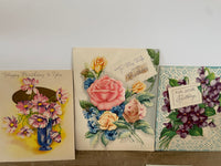 a* Vintage (1950-1960) Lot/5 Used Birthday Greeting Cards Crafts Scrapbooking