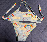 +* Girls Small Sz 6/7 Two Piece Bikini Swimsuit Blue Rainbow by PatPat