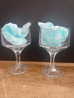 ~ Vintage Set/7 Heavy Lead Crystal Stemmed Wine Goblet Water Glasses 5.75” H